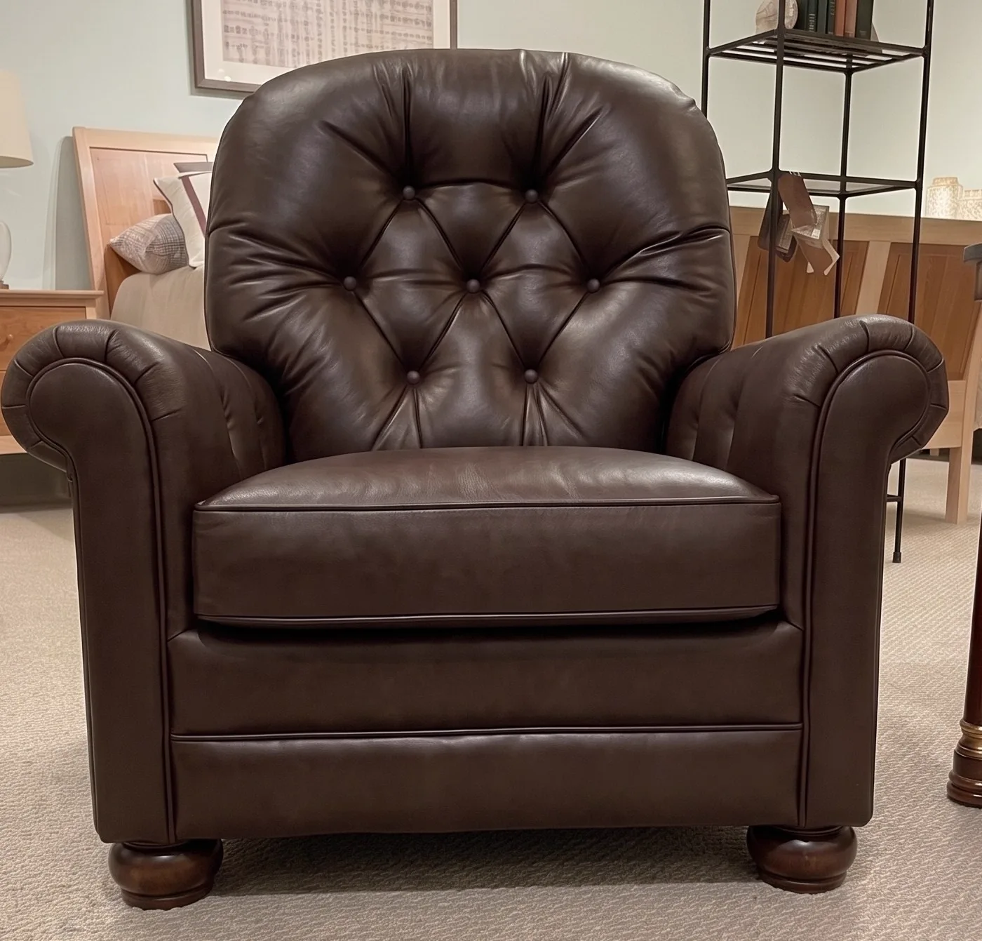 Tan leather sofa after cleaning and conditioning